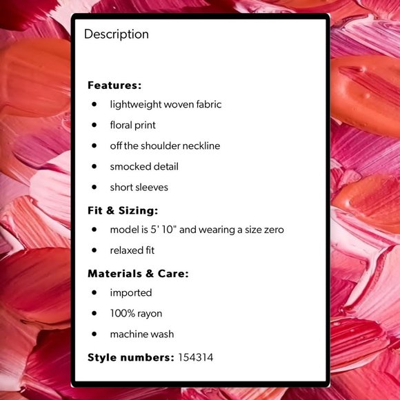 Maurice's Plus Size Black Floral Smocked Off the Shoulder Top 2X & 3X - Picture 6 of 12